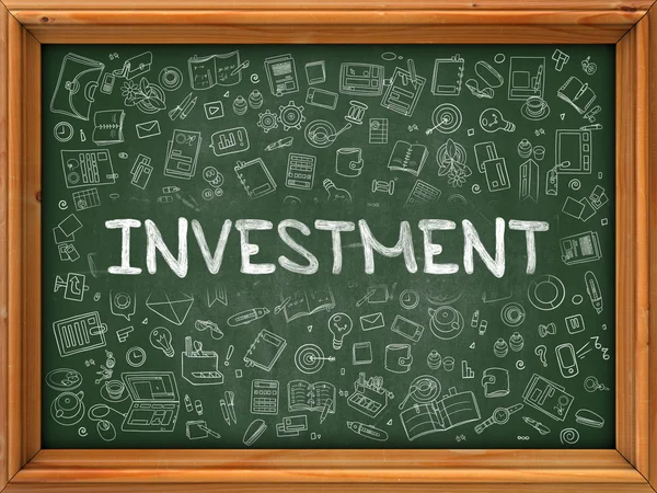 Investment Concept. Green Chalkboard with Doodle Icons. — Φωτογραφία Αρχείου