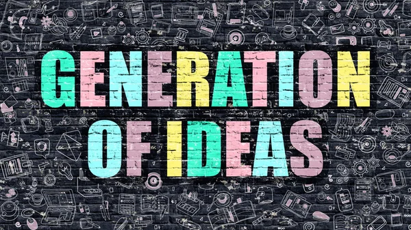 Generation of Ideas Concept. Multicolor on Dark Brickwall. — Zdjęcie stockowe