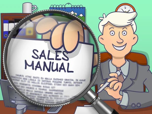 Sales Manual through Lens. Doodle Style. — Stock Photo, Image