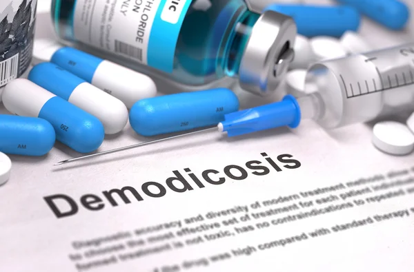 Diagnóstico - Demodicosis. Concepto médico. Renderizado 3D . — Foto de Stock