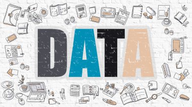 Data Concept. Multicolor on White Brickwall.