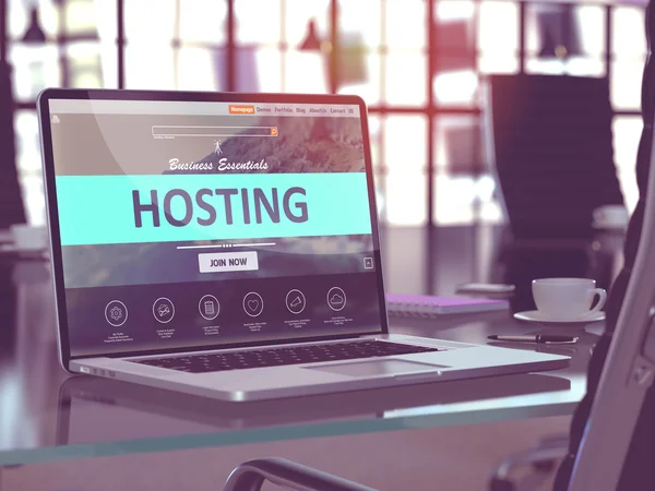 Laptop Screen with Hosting Concept. — Stock Photo, Image