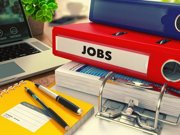 Carpeta de Oficina Roja con Trabajos de Inscripción . — Foto de Stock