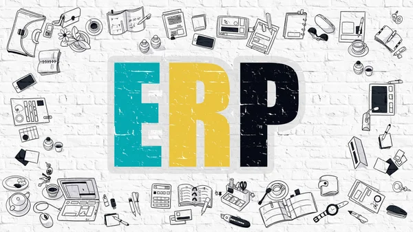 ERP Concept met Doodle Design iconen. — Stockfoto