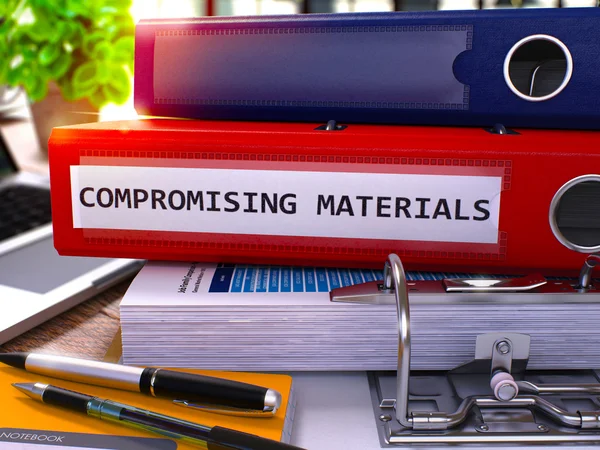 Compromising Materials on Red Office Folder. Toned Image. — Stock Photo, Image