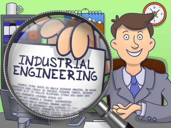 Industriell ekonomi genom förstoringsglas. Doodle Design. — Stockfoto