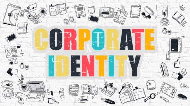 Beyaz Tuğla Duvarda Kurumsal Kimlik.