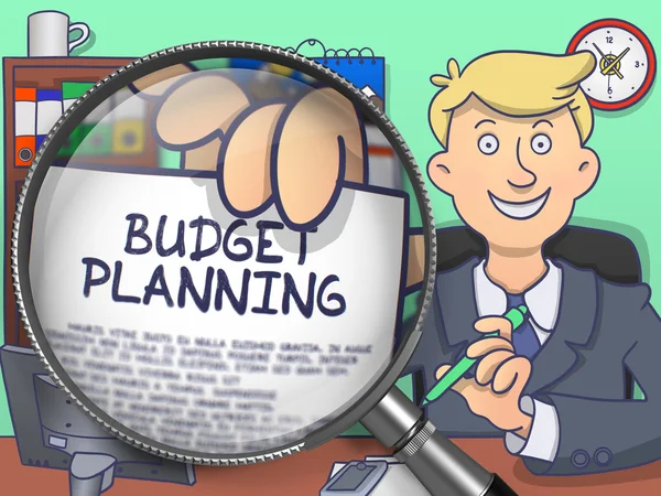 Budget Planning through Magnifying Glass. Doodle Concept. — Zdjęcie stockowe