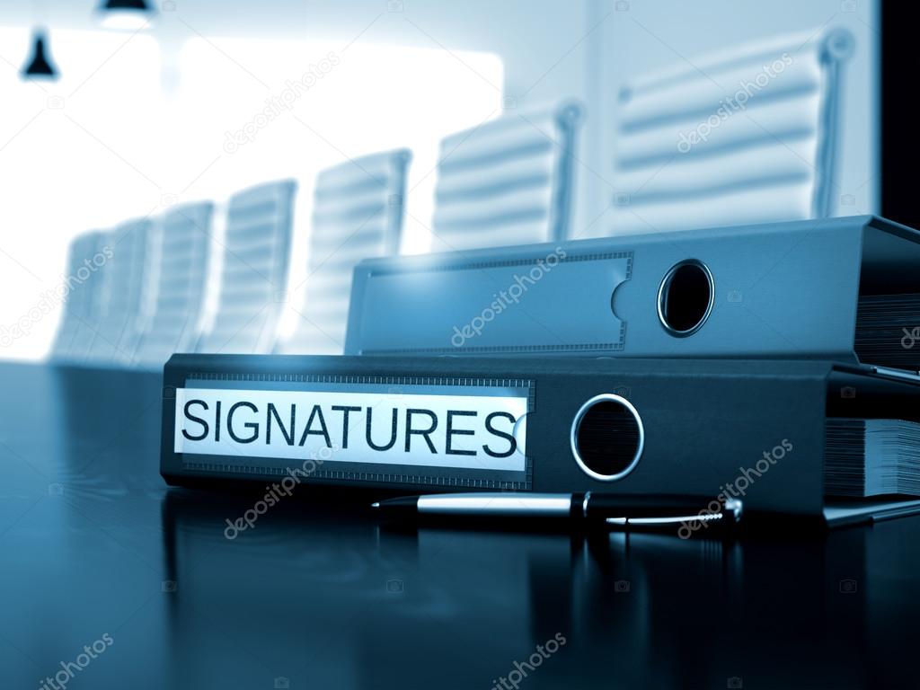 Signatures on File Folder. Blurred Image.