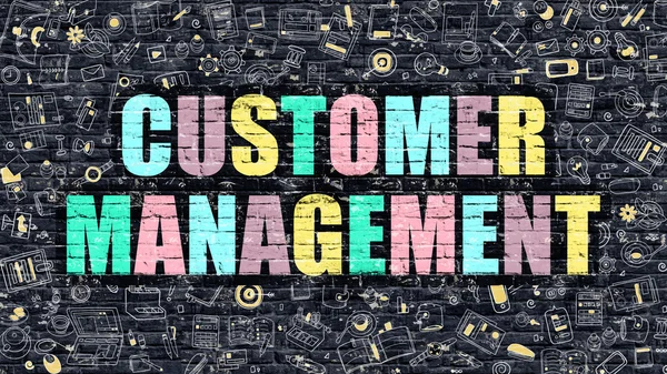 Customer Management in Multicolor. Doodle Design. — Stok fotoğraf