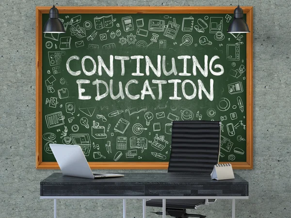 Hand Drawn Continuing Education on Office Chalkboard. — Stockfoto