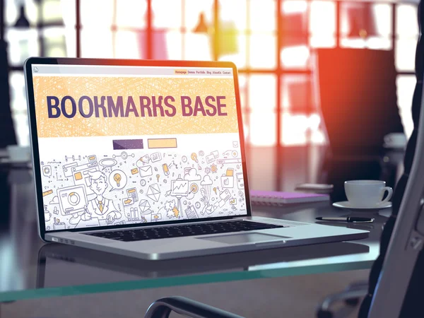 Bookmarks Base Concept on Laptop Screen. — Stock fotografie