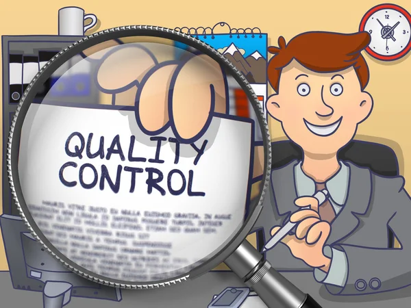 Quality Control through Lens. Doodle Concept. — Stock Photo, Image