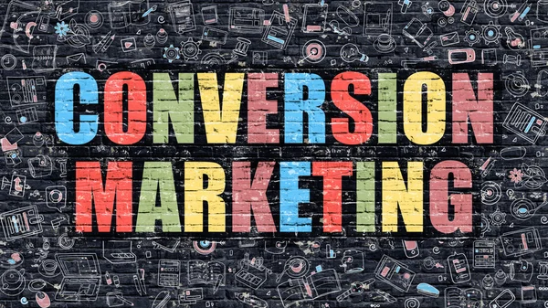 Conversion Marketing Concept with Doodle Design Icons. — Stock Fotó