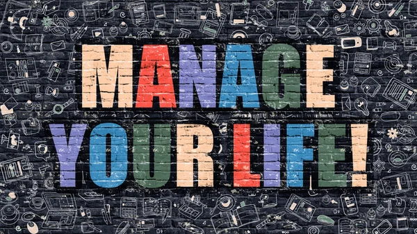 Manage Your Life in Multicolor. Doodle Design. — стокове фото