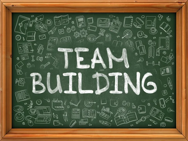 Team Building - Hand Drawn on Green Chalkboard. — Zdjęcie stockowe