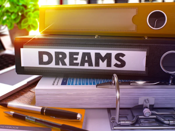 Dreams on Black Office Folder. Imagen tonificada . — Foto de Stock