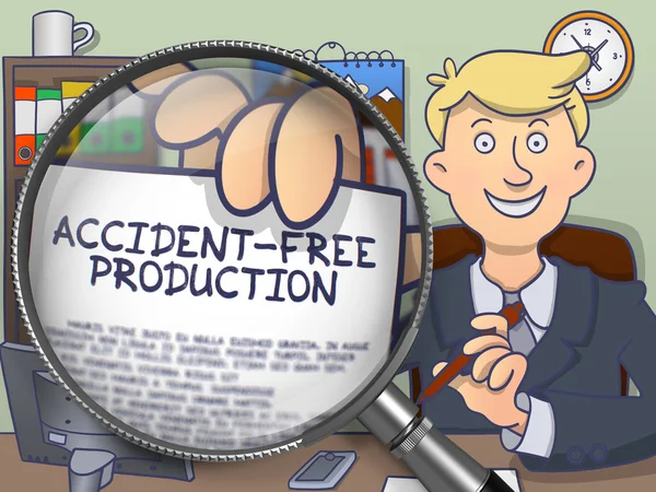 Accident-Free Production through Magnifier. Doodle Concept. — Stock Photo, Image