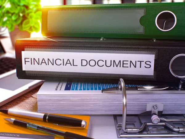 Black Ring Binder with Inscription Financial Documents. — Stockfoto