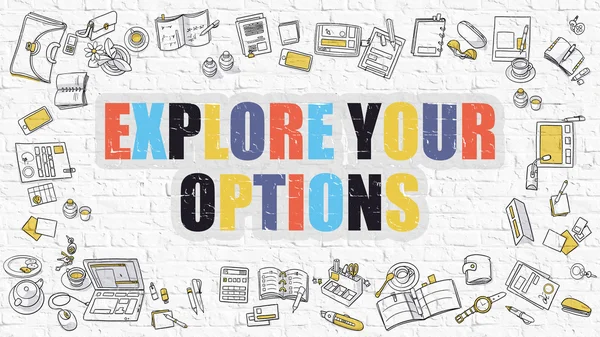 Explore Your Options in Multicolor. Doodle Design. — Stok fotoğraf