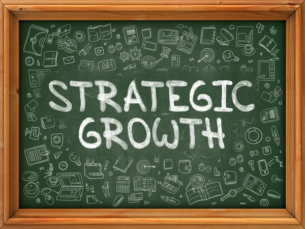 Strategic Growth - Hand Drawn on Green Chalkboard. — Stok fotoğraf