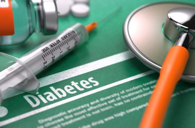 Diabetes. Medical Concept on Green Background.