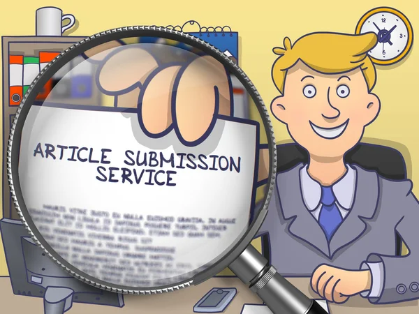 Article Submission Service through Magnifier. Doodle Style. — Stock Photo, Image
