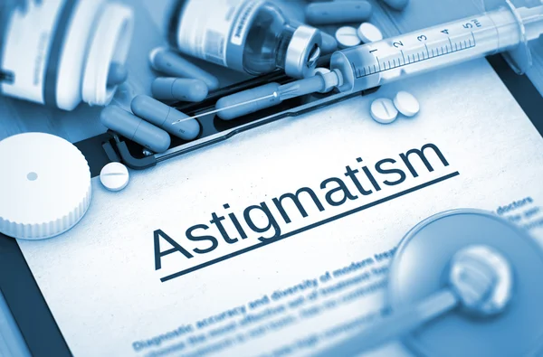 Astigmatism diagnos. Medicinska begrepp. — Stockfoto