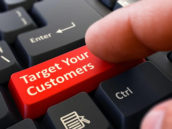 Press Button Target Your Customers on Black Keyboard. — Stock Photo, Image
