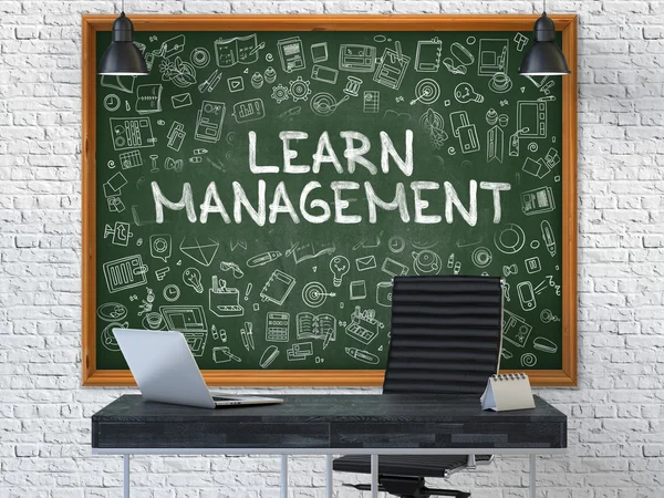 Chalkboard on the Office Wall with Learn Management Concept. — Stockfoto