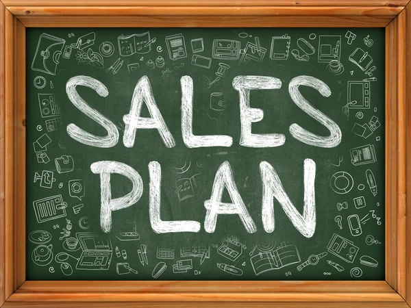 Green Chalkboard with Hand Drawn Sales Plan. — Stock Photo, Image