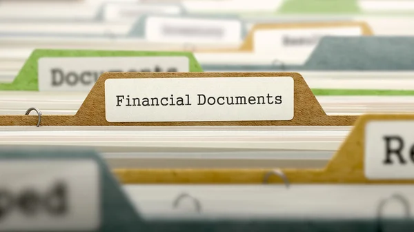 Financial Documents Concept on File Label. — Zdjęcie stockowe