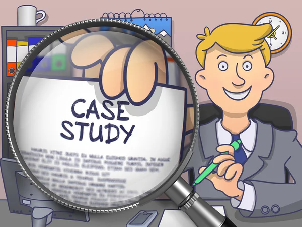 Case Study through Magnifier. Doodle Design. — Stockfoto