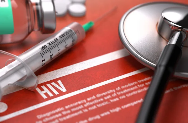 Hiv. medizinisches Konzept auf orangefarbenem Hintergrund. — Stockfoto