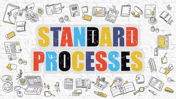 Doodle Tasarım Simgeleri ile Standart Süreçler Kavramı.