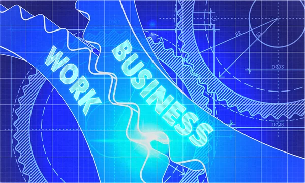 Business Work on the Gears. Blueprint Style. — Stock Photo, Image