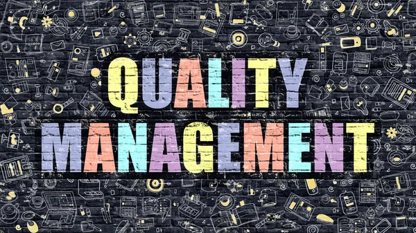 Quality Management Concept. Multicolor on Dark Brickwall. — Stock Photo, Image