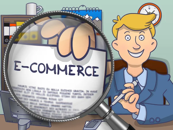 E-commerce via vergrootglas. Doodle concept. — Stockfoto