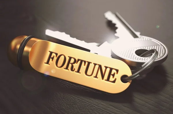 Keys to Fortune. Concept on Golden Keychain. — Stockfoto