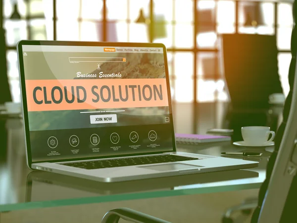 Cloud Solution Concept on Laptop Screen. — Stock Photo, Image