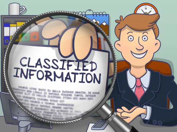 Classified Information through Magnifying Glass. Doodle Design. — Stock Photo, Image