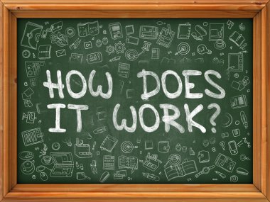 Nasıl Çalışır - El Yeşil Chalkboard çizilmiş.