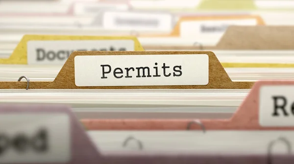 Folder in Catalog Marked as Permits. — Stock Photo, Image