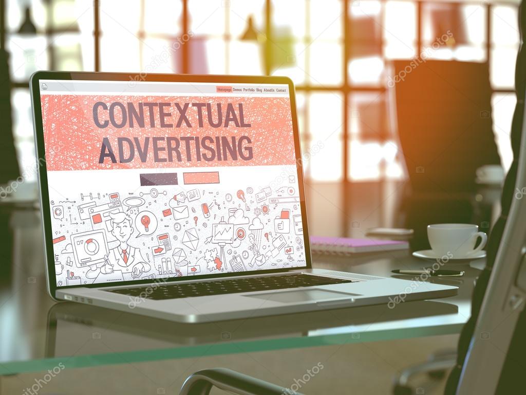 Contextual Advertising Concept on Laptop Screen.