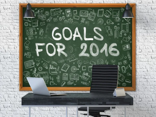 Goals for 2016 on Chalkboard with Doodle Icons. — Stockfoto