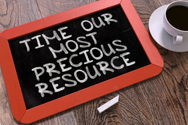 Time Our Most Precious Resource - Chalkboard with Hand Drawn Text. — 图库照片