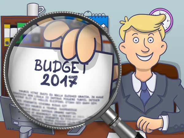 Budget 2017 through Magnifier. Doodle Concept. — Stock Fotó