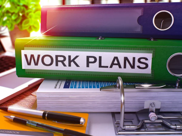 Work Plans on Green Office Folder. Toned Image. — Stock Photo, Image