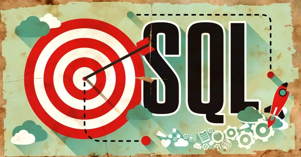 SQL Concept. Poster in design piatto . — Foto Stock