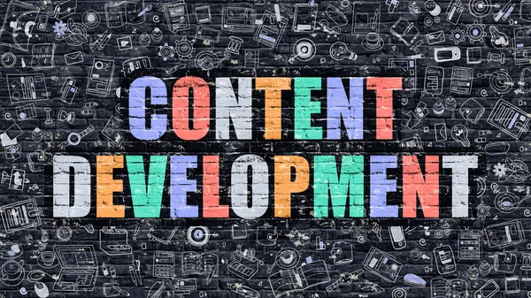Content Development in Multicolor. Doodle Design. — стокове фото